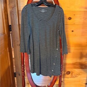 J Jill Black and White Striped Tunic Top